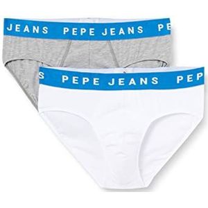 Pepe Jeans Heren Logo Bf Lr 2P Slips, Grijs Marl, S (Pack van 2), Grijs Marl, S