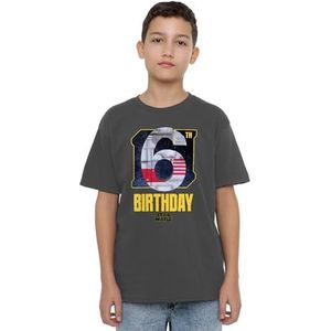 mandarin creative ltd Star Wars Xwing 6th Birthday Space Uniseks T-shirt voor kinderen, antraciet, 12-13 jaar, kinderen en jongeren, Koolstof, 12-13 anni