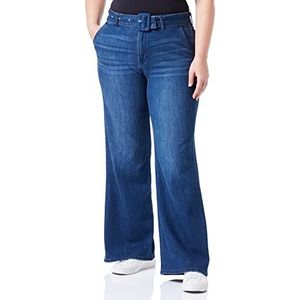 s.Oliver Dames Regular: Jeans met stoffen riem, blauw, 48W x 30L