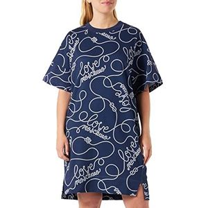 Love Moschino Comfortabele damesjurk met korte mouwen, blauw, 42