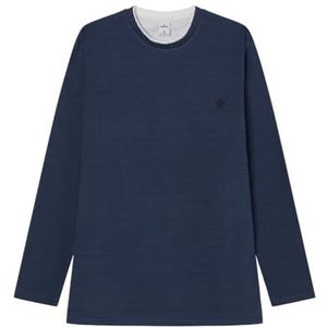 Springfield Nieuw structuurhemd met boomborduurwerk, blauw, S