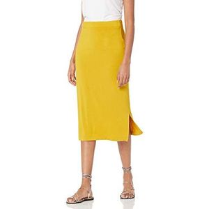 Amazon Essentials Dames pull-on gebreide midi-rok (verkrijgbaar in grote maten), Donker Geel, XL
