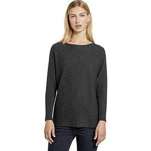 TOM TAILOR Denim Dames trui met vleermuismouwen 1021143, 10522 - Shale Grey Melange, S