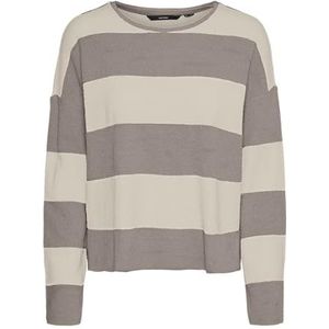 VERO MODA VMWANDA LS O-Neck Pullover Boo, Moon Rock/Stripes: berk, M