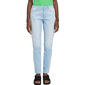 ESPRIT Slim fit jeans met gemiddelde taillehoogte, Blue Bleached, 28W x 32L