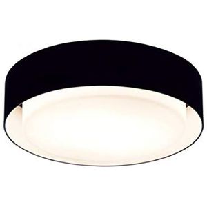 LED plafondlamp, rond, E27, 36 W, met aluminium ring, mondgeblazen glas, zwart, 13,8 x 50 x 50 cm, A628-024 39
