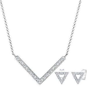 Elli Sieradenset driehoek geo kristallen Edgy 925 zilver, 450, kristal