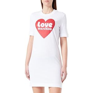 Love Moschino Dames Short-Sleeved ape Regular fit jurk, optisch wit, 44, wit (optical white), 44