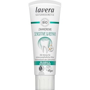 lavera Tandpasta Sensitive & Repair - voor gevoelige tanden - 24 uur bescherming - biologische kamille & natriumfloride - veganistisch - natuurlijke cosmetica - 75 ml