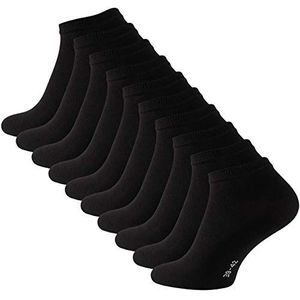 STARK SOUL 10 paar Essentials sneakersokken | katoen zwart wit grijs jeans blauw roze rood geel oranje bont | maat 35-50 | Oeko-Tex Standard 100, 10 paar - zwart, 47/50 EU