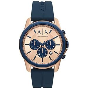 Armani Exchange Heren chronograaf quartz horloge met siliconen band AX1730, Blauw, riem