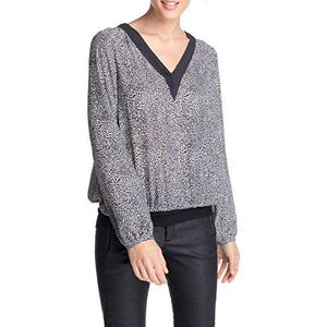 ESPRIT Dames Regular Fit blouse met luipaardprint, meerkleurig (Off White 103), 40
