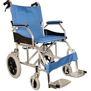 GIMA Aluminium Queen rolstoel lichtblauwe zitting 46 cm, ultralichte rolstoel slechts 9,5 kg