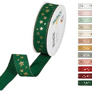 Halbach Seidenbänder 295-025-32-18 Cadeaulint Kerstmis, polyester, groen, 25 mm x 18 m