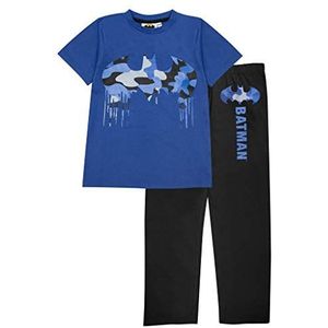 DC Comics Batman Camo Drip Logo Lange pyjama's set, Kinderen, 104-170, Schwarz Blau, Officiële Koopwaar