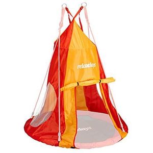 Relaxdays tent nestschommel - cocon - hangende tent - schommel accessoires - tuin - rood - 110 cm