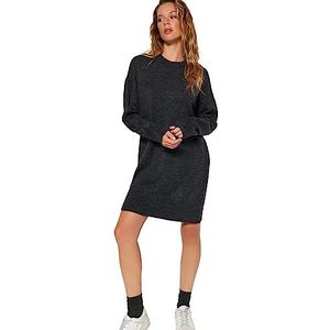 Trendyol FeMan Shift oversized gebreide jurk, antraciet, S, Antraciet, S