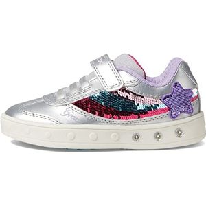 Geox J Skylin Girl Sneakers voor jongens en meisjes, zilver/veelkleurig, 24 EU, Silver Multicolor, 24 EU