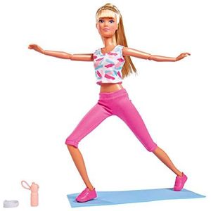 Simba 105733501 - Steffi Love Sport, pop in sportieve kleding met volledig beweegbaar lichaam, 14 gewrichten, met sportmat en drinkfles, 29 cm, voor kinderen vanaf 3 jaar