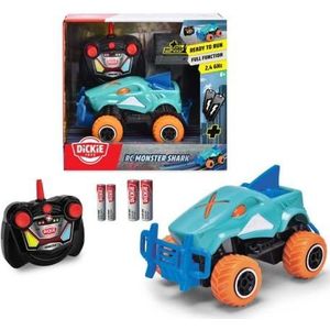 Dickie Toys - RC Auto Monster Shark (14 cm) - Op afstand bestuurde monstertruck vanaf 6 jaar in coole haai-look - Remote Control Car voor kinderen, 8 km/h, 2,4 GHz afstandsbediening, incl. batterijen