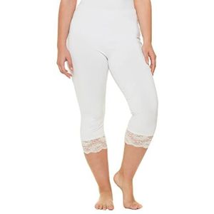 Ulla Popken Capri-broek voor dames, elastische kanten zoom, Sneeuwwitje, 40W / 32L