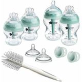 Tommee Tippee babyflessen, geavanceerde anti-koliek pasgeboren set, 4 x flessen met 2 x spenen met gemiddelde doorstroming, anti-koliek ventilatieslang