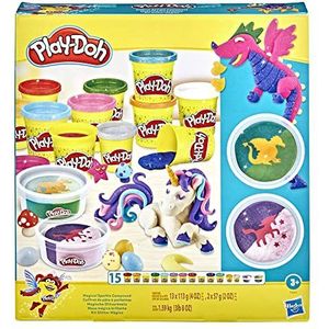 Play-Doh Magisch Sparkle Pack voor kinderen van 3 jaar en ouder met 15 blikjes niet-giftige glitters, super glans en metallic modellering compound