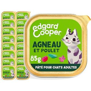 Edgard & Cooper Patée voor volwassen katten, gesteriliseerd of actief, natuurlijk natvoer zonder granen, 85 g x 16 cm, lam en kip, gezonde voeding, smakelijke en evenwichtige eiwitten van hoge