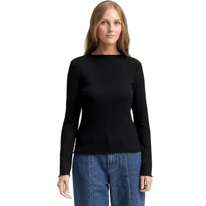 TOM TAILOR DENIM - Shirt - Zwart - Lange Mouw - Normale Pasvorm