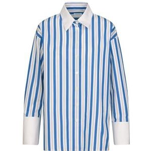 Seidensticker Hemdblouse voor dames, modieuze blouse, regular fit, hemdblousekraag, lange mouwen, 100% katoen, blauw, 50 NL