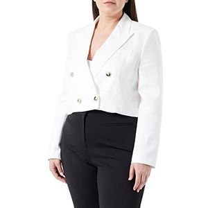 Pinko Emancipato jas van viscose en linnen, elegant werkjack voor dames, Z07_Witte zijde, 40 NL