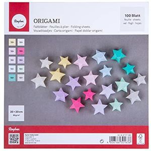 Rayher Origami-vouwbladen, FSC Mix Credit, pastel, 20x20cm, 80g/m2, zak 100stuks, 67371685, 20