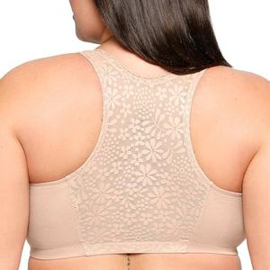 Glamorise Dames katoenen T-back volledige dekking beha, Café, 95G