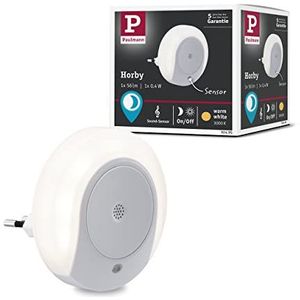 Paulmann 92495 LED stekker nachtlicht Horby rond 0,4 watt met schemerings- en geluidssensor wit kunststof 3000 K warmwit