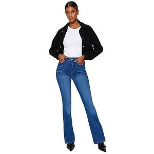 Trendyol Dames jeans met hoge taille, blauw, 36, Blauw, 34