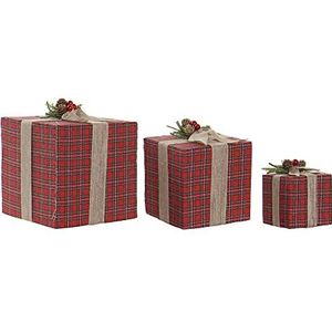DKD geschenkdoos Home Decor Kerstmis polyester strik (3 stuks) (20 x 20 x 23 cm)