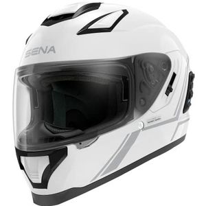 Sena Stryker Full Face Bluetooth-helm met geluid van Harman Kardon Dual Visor Helm met geïntegreerd Mesh Intercom Systeem / MP3 / Voice Dial (Gloss White, M)