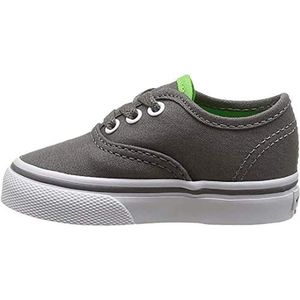 Vans Authentiek, Unisex-Childs' low-top sneakers, houtskool grijs/groene flits, 12,5 UK, Houtskool Grijs Groen Flash