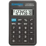 Rekenmachine DONAU TECH/K-DT2085-01 8-cijferig wortelfunctie/114x69x18mm/ kleur: zwart/rekenmachine met 8-cijferige weergave/batterijwerking/compact ontwerp