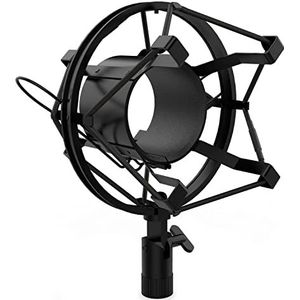 Audibax Spin Black – anti-shock-houder voor microfoon – anti-vibratiespin met ophanging voor studiomicrofoons, clip met montagebeugel van 46 tot 48 mm diameter, zwart