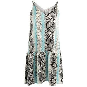 EYOTA Mini-jurk voor dames, met slangenprint, Blauw meerkleurig., M