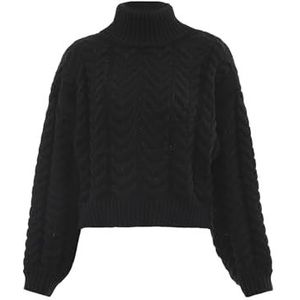 sookie Dames all-match-gebreide trui met rolkraag polyester zwart maat M/L, zwart, M