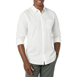 Amazon Essentials Slim-Fit Stretch Poplin Shirt met lange mouwen, wit, medium