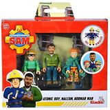 Simba 109251091 - Brandweerman Sam superhelden figuurset, politieagent Malcom, Norman en James, volledig beweegbaar, 7,5 cm