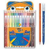 BIC Kids Kleur Set - 18 Potloden/12 Gekleurde Viltstiften, Plastic Doos van 30 Stuks