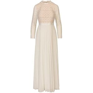 APART trouwjurk in materiaalmix van zacht kant en chiffon, Crème, 44