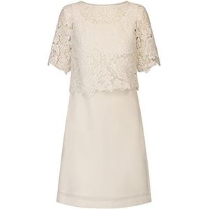 APART trouwjurk in materiaalmix van zacht kant en chiffon, Crème, 44