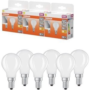 OSRAM LED-lamp Star mini bolvorm P25 filament, 2700 K warm wit, 1,8 W, E14, mat, 250 lm, 15.000 h, voor tafel- en pendelarmaturen, niet-verblindend,3-Pack