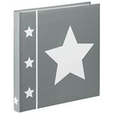 Hama Jumbo Fotoalbum met 60 pagina's, voor 240 foto's in het formaat 10x15, sterrenmotief, 30 x 30 cm, XL fotoboek grijs