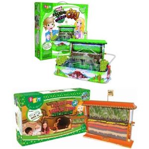 BSM - Set van 2 Wetenschappelijke Spellen: Het Koninkrijk van de Mieren + De Stad van de Aardwormen - Speelspel voor kinderen - Mierenboerderij - Regenwormen ontsnapping - Huismieren